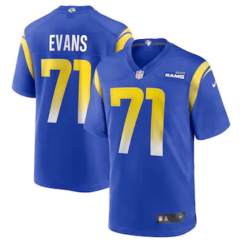 mens nike bobby evans royal los angeles rams game jersey